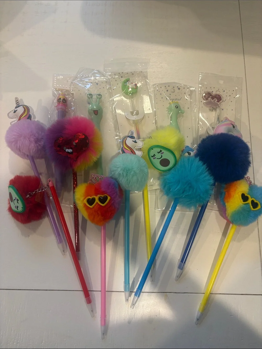 Colorful Plush Pom-Pom Kids Pen - Multicolor 14 pcs